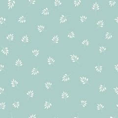 Vintage floral vector background with branches and leaves. Cottagecore botanical seamless pattern. Simple retro print for fabric, home textile and goods