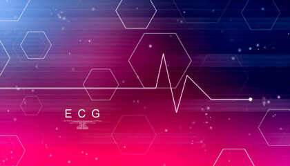 2D illustration Heart cardiogram background