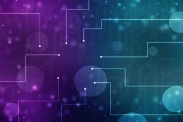 2d illustration Abstract futuristic electronic circuit technology background