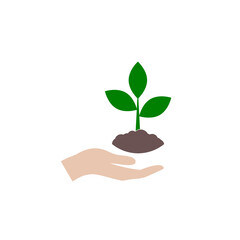 Plant, sprout in a hand icon isolated on white background