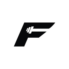 Letter F Logo With barbell. Fitness Gym logo.