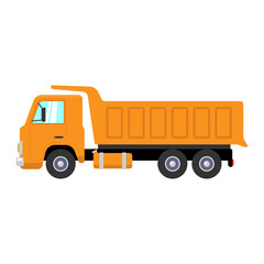 Fototapeta na wymiar Dump truck icon. Large heavy mining vehicle. Color silhouette. Side view. Vector simple flat graphic illustration. Isolated object on a white background. Isolate.