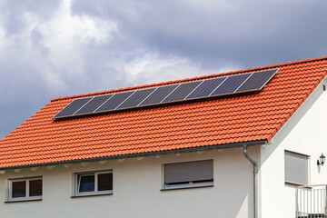 Solar panels on roof of house. Solar Cells on house roof