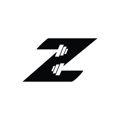Letter Z Logo With barbell. Fitness Gym logo