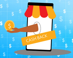 2d illustration cashback concept