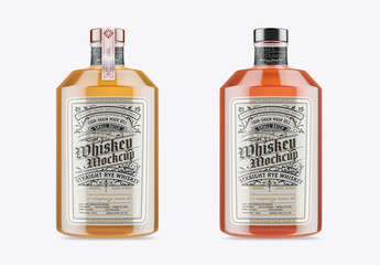 Whiskey Liquor Glass Bottle Mockup