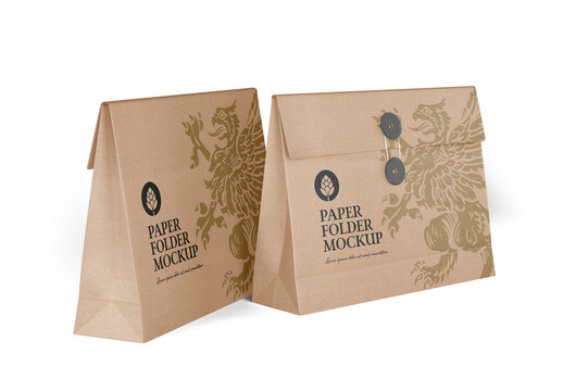 Kraft Folder with Bow Mockup