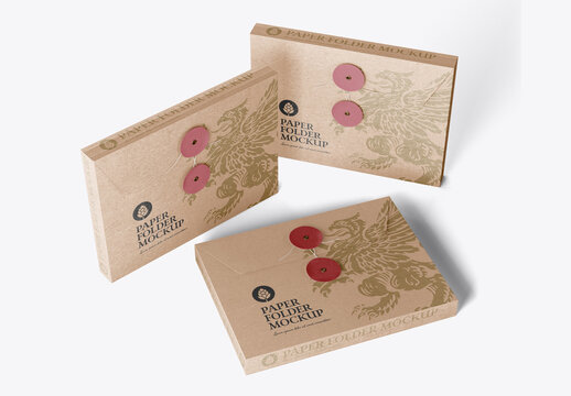 Kraft Folder with String Mockup
