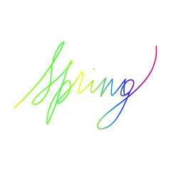 calligraphic gradient hand lettering in english spring vector isolated illustration