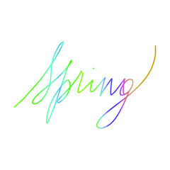 calligraphic gradient hand lettering in english spring vector isolated illustration