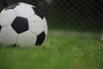 Soccer ball. Sports ground and goal for football.