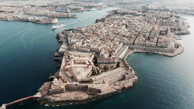 urban cityscape of the traditional castle of Valletta, Malta