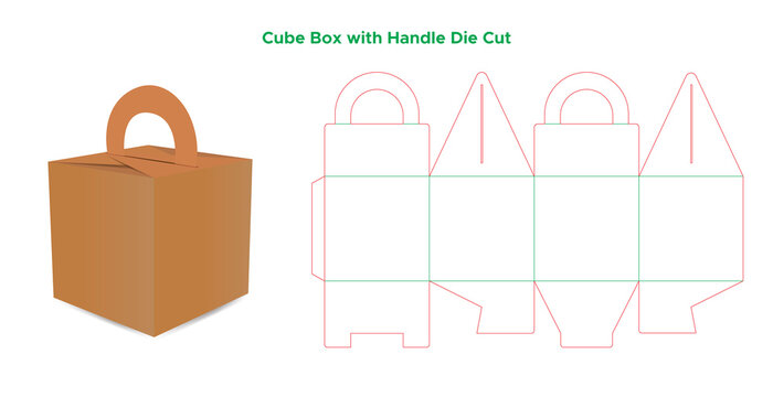 Cube Box with Handle Die Cut