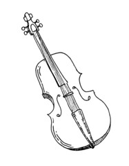 Obraz na płótnie Canvas Sketch of Violin. Vector illustration of Classic Musical instrument. Hand dawn drawing in doodle style