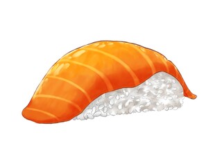 Illustration of salmon sushi in color pencil style