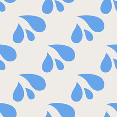 Water drops vector seamless pattern. Cute repeat background for textile, design, fabric, cover etc.