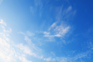 High clouds in the summer sky. Sky background. Meteorological observations of the sky.