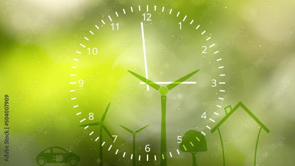 Sticker looping earth planet environment time clock animation.