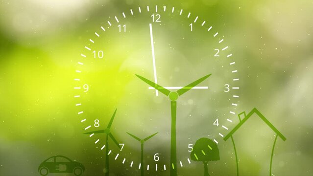 Looping earth planet environment time clock animation.