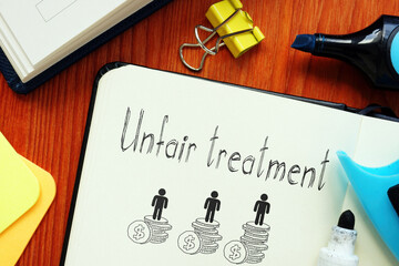 Unfair treatment is shown using the text - obrazy, fototapety, plakaty