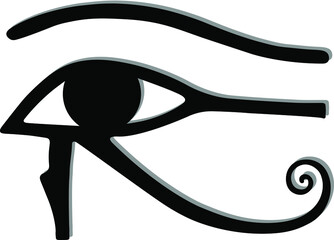 Eye of Horus. concept and symbol in ancient Egyptian religion that represents well-being, healing, and protection. Egypt Amulet black and white - obrazy, fototapety, plakaty