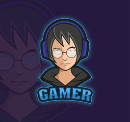 The gamer boy. The logo of the game character. Harry Potter