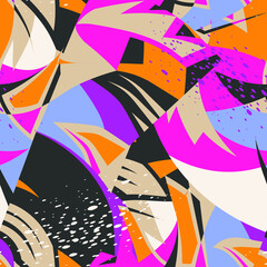 Urban abstract seamless pattern with curved geometry elements, dots for sport textile, texture, apparel