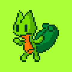 Fototapeta premium vector green animal character pixel art