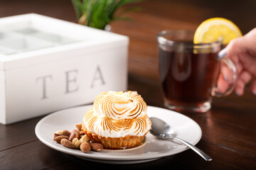 Lemon Pie served for a snack with some tea
