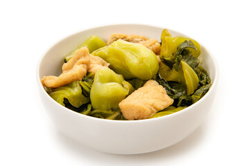 伝統野菜、播州こぶ菜と油揚の煮物