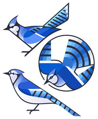 Stylized Birds - Blue Jay