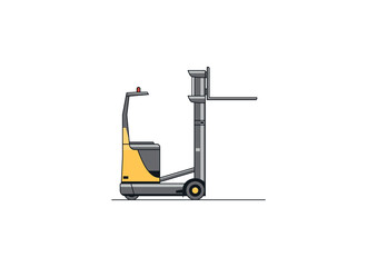 Line vector design of modern reach truck forklift.