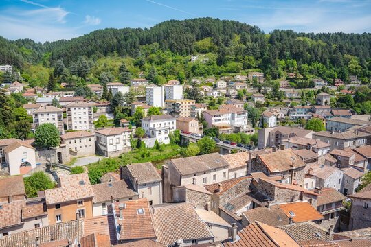View of the city of Vals-les-Bains in Ardeche, France