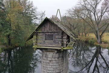 Cottage on the pillar of the old bridge