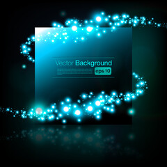 Obraz premium Blue text box design with sparkling vortex around it