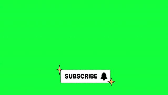 Subscribe Ringing Bell Animation, Lower Thirds on Green Screen. Enable Notifications Social Button, Black and White Shape With Sparkles. 4k 10 Seconds Video.