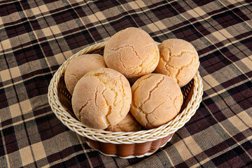 Typical Brazilian cheese bread in a basket