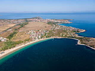 Aerial view of Gradina (Garden) Beach near town of Sozopol, Bulgaria