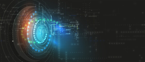 Quantum processing. Deep learning artificial intelligence. Future new technology  for business or science presentation