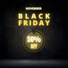 50% off Black Friday black yellow november discount day
