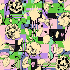 seamless abstract flower pattern. Textile pattern, geometric print pattern for textile design and fabrics. Digital Paper, Digital Patterns, Backgrounds, Graphics pattern