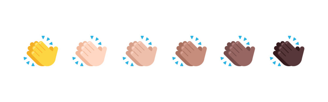 All Skin Tones Clapping Hands Gesture Emoticon Set. Clapping Hands Emoji Set