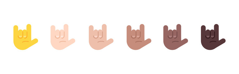 All Skin Tones Love You Gesture Emoticon Set. Love You Gesture Emoji Set