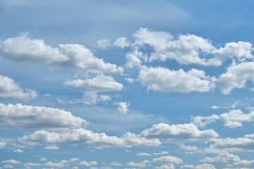 Clear blue sky and white clouds in summer during the daytime