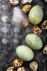 Festive Easter paintd green eggs