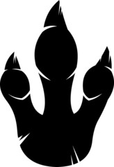 Tyrannosaurus Rex Dinosaur Black Paw Silhouette With Claws Foot Print Logo Design. Vector Hand Drawn Illustration Isolated On White Background