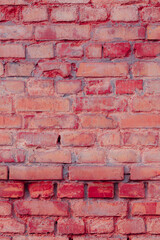Red brick wall. Ancient brickwork. Construction work concept. Barrier concept. The concept of security systems. Can be used as a poster or background for design.