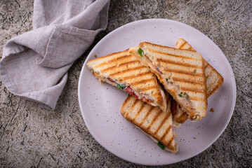 Grilled homemade sandwiches with cheese