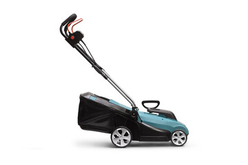 Side shot of a new lawn mower