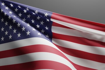 USA flag on a dark background. Independence Day in the USA. July 4 and National Day for the United States of America. 3d render, 3d illustration.